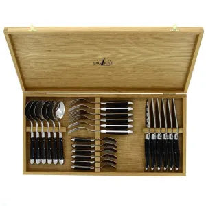Dark Horn Tip 24-Pc Cutlery Set - Shiny Finish toilet seat cover, slow close seat