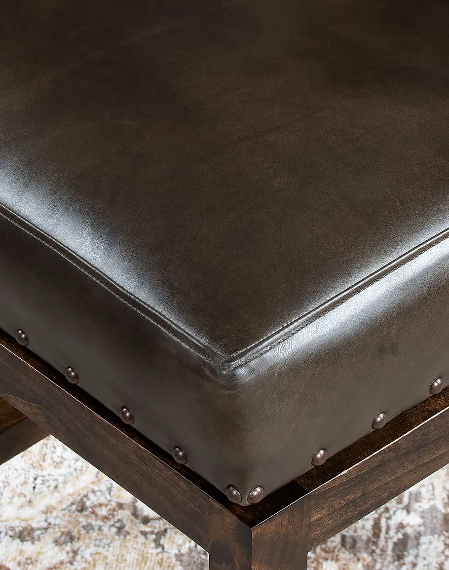 Dark Moss Swivel Leather Bar Chair