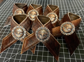 Dark Brindle Cowhide Concho Napkin Rings toilet seat cover, slow close seat