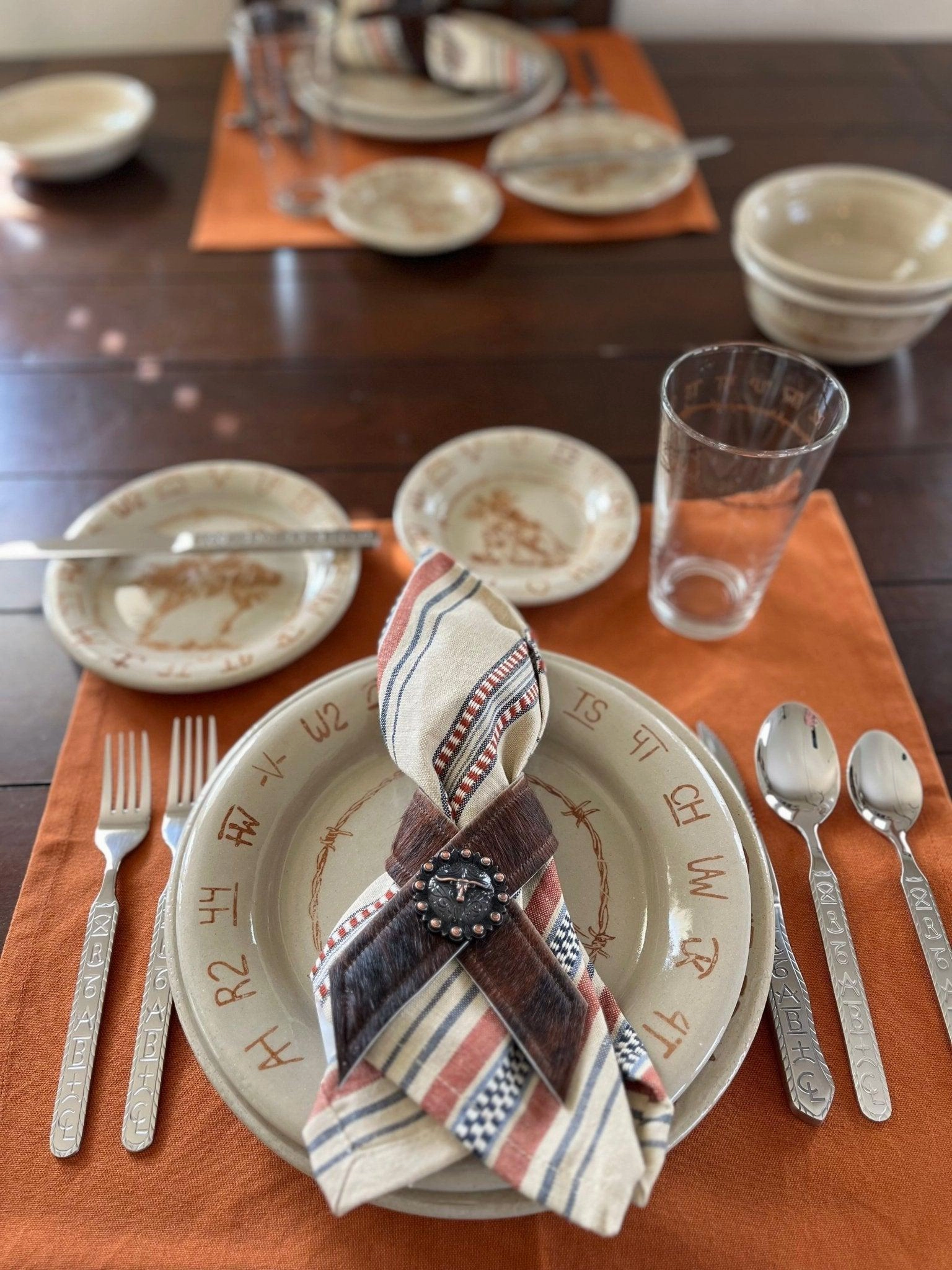Dark Brindle Cowhide Concho Napkin Rings
