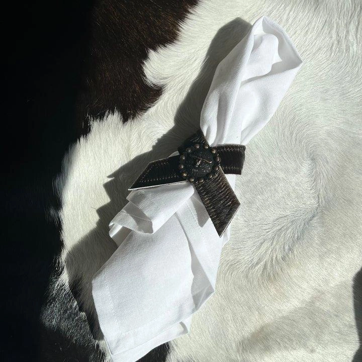Dark Brown Cowhide Napkin Rings