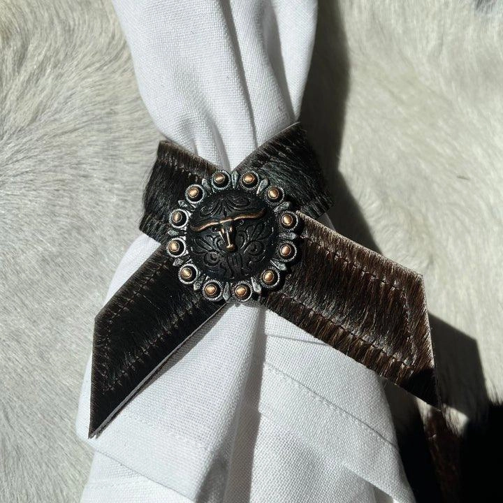 Dark Brown Cowhide Napkin Rings