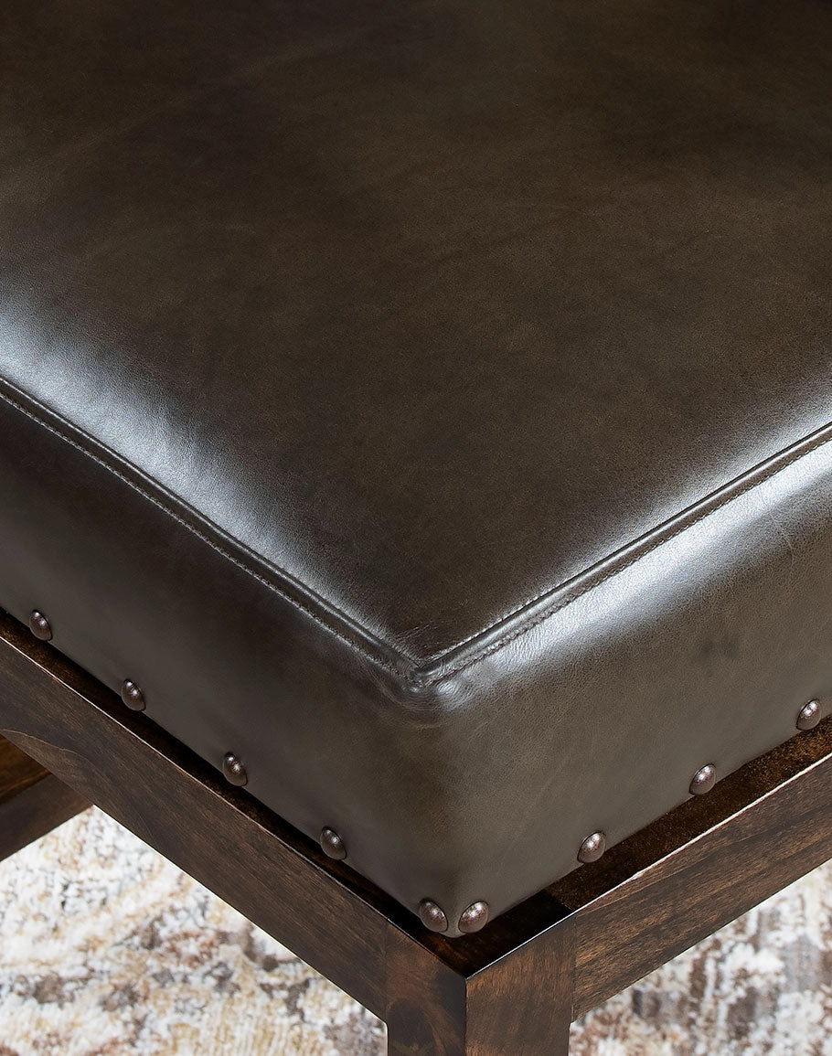 Dark Moss Swivel Leather Bar Chair