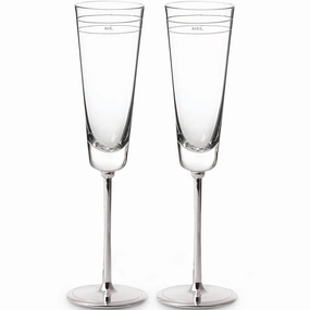 Darling Point "Mr." and "Mrs." 2 pc Champagne Flute