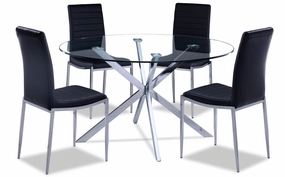 Darron 5 - Piece Round Glass Dining Table Set - Black