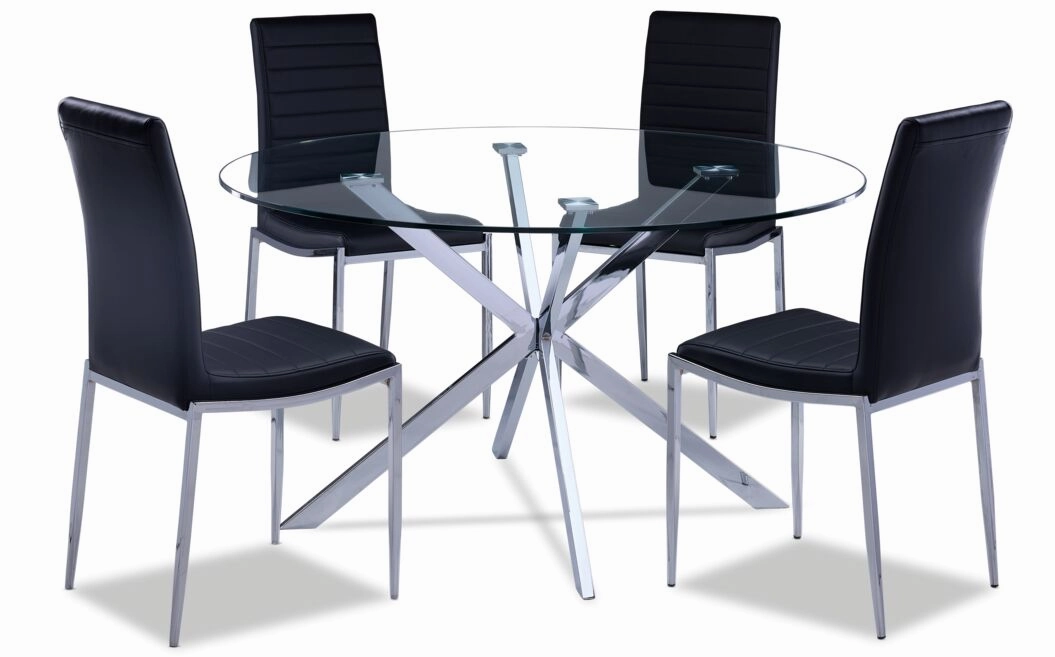 Darron 5 - Piece Round Glass Dining Table Set - Black