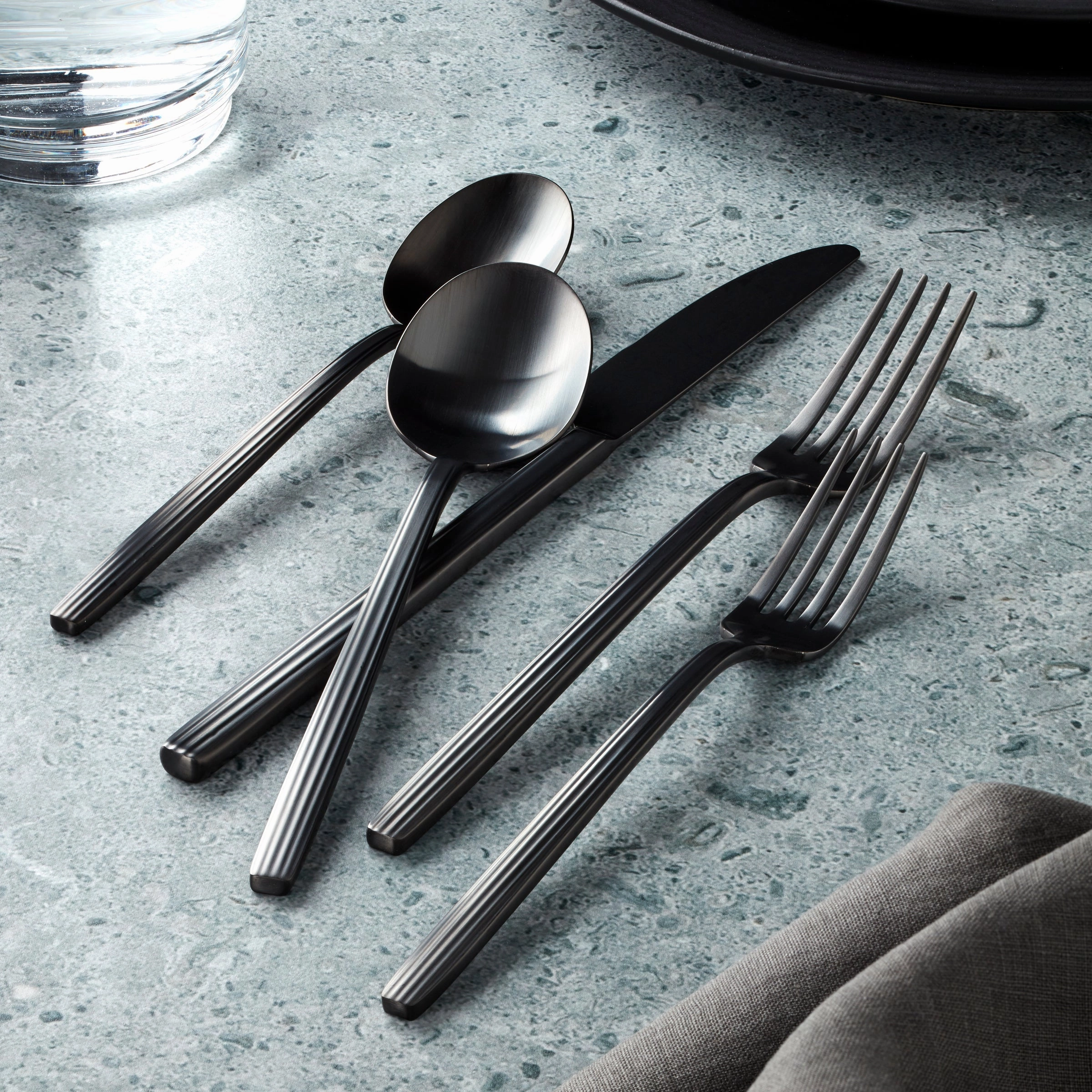 Dean Black Satin 20 Piece Flatware Set