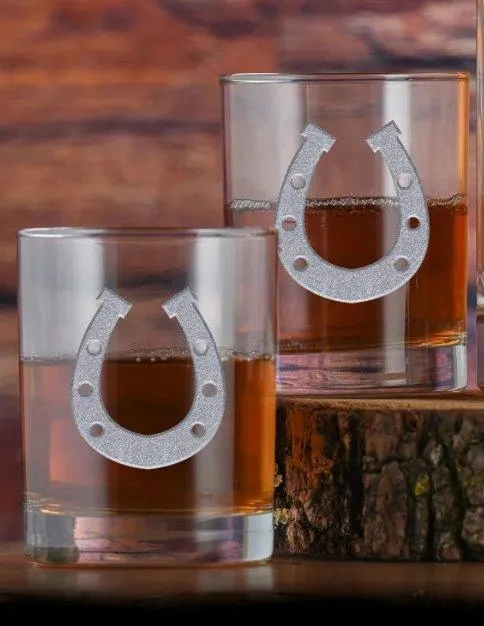 Deep Carved Horseshoe Whiskey Glasses toilet seat cover, slow close seat