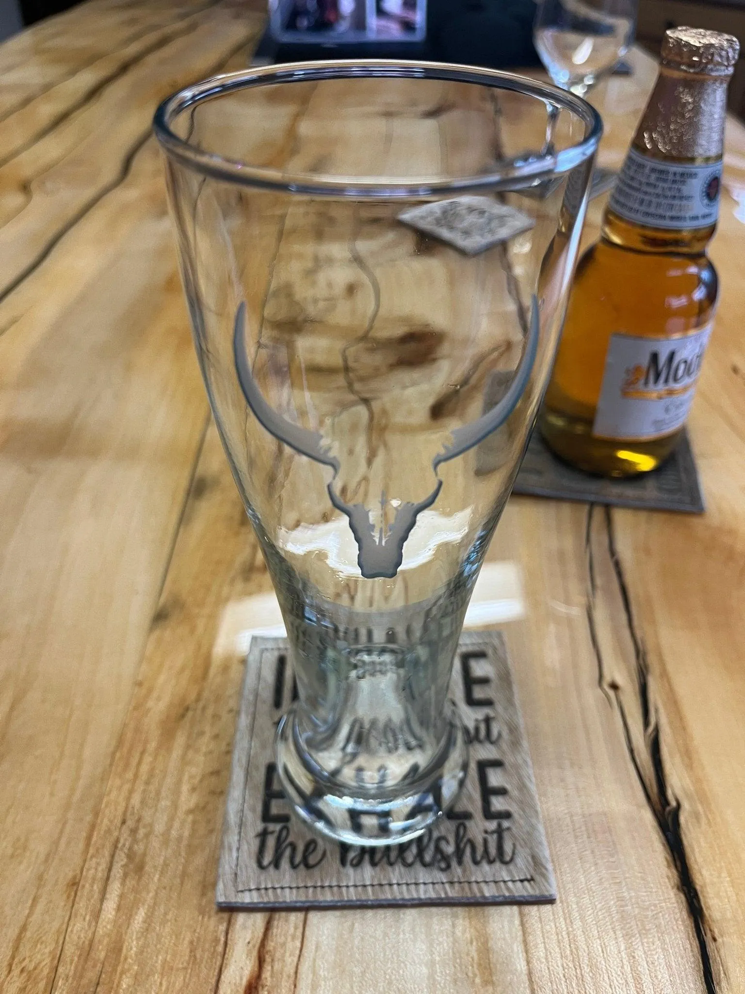 Deep Carved Longhorn Pilsner Glasses