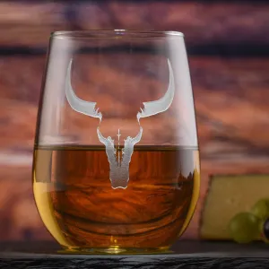 Deep Carved Steer Skull Stemless Wine Glasses toilet seat cover, slow close seat