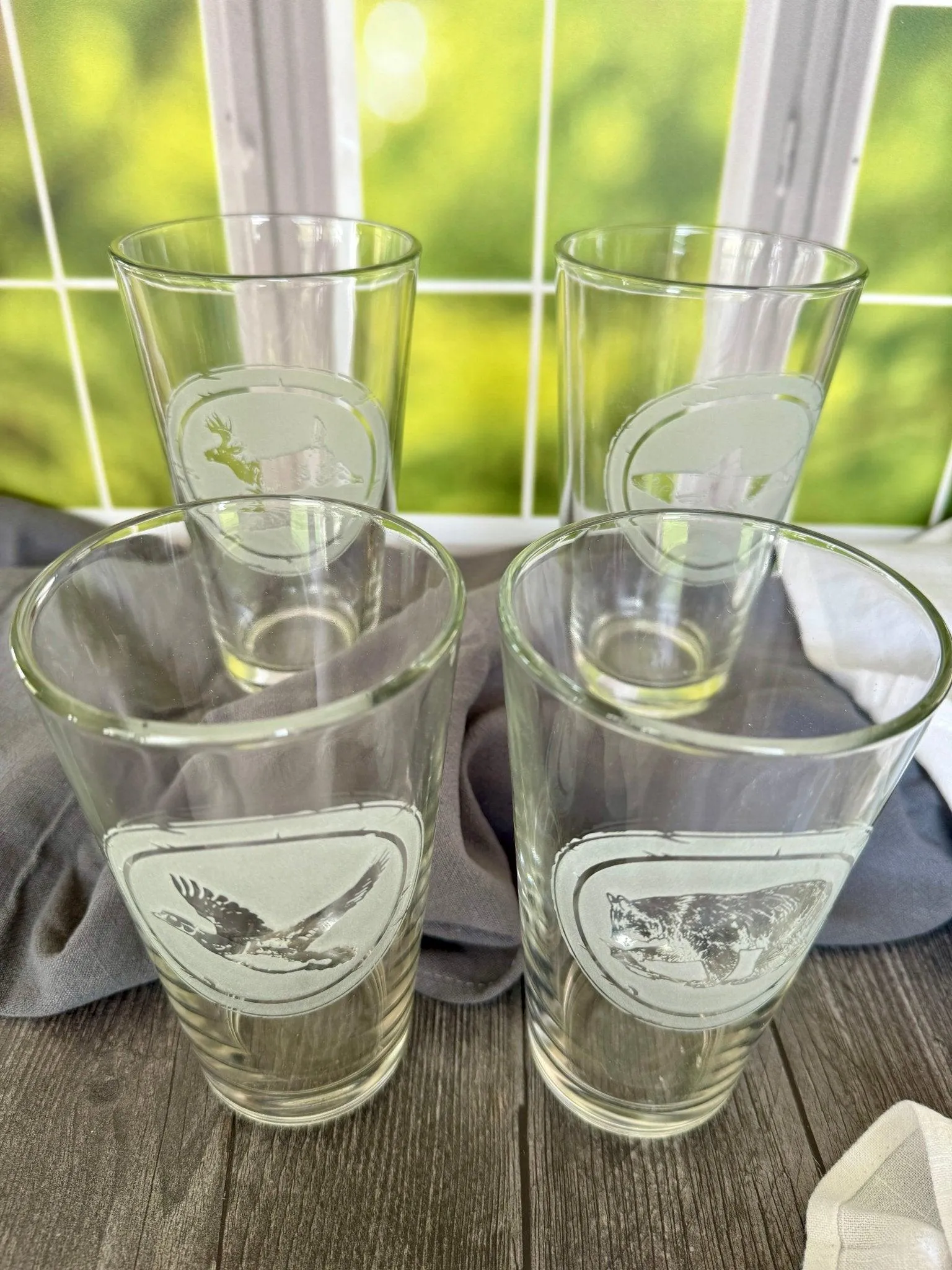 Deep-Etched Sand-Carved Wildlife Pint Glass Set