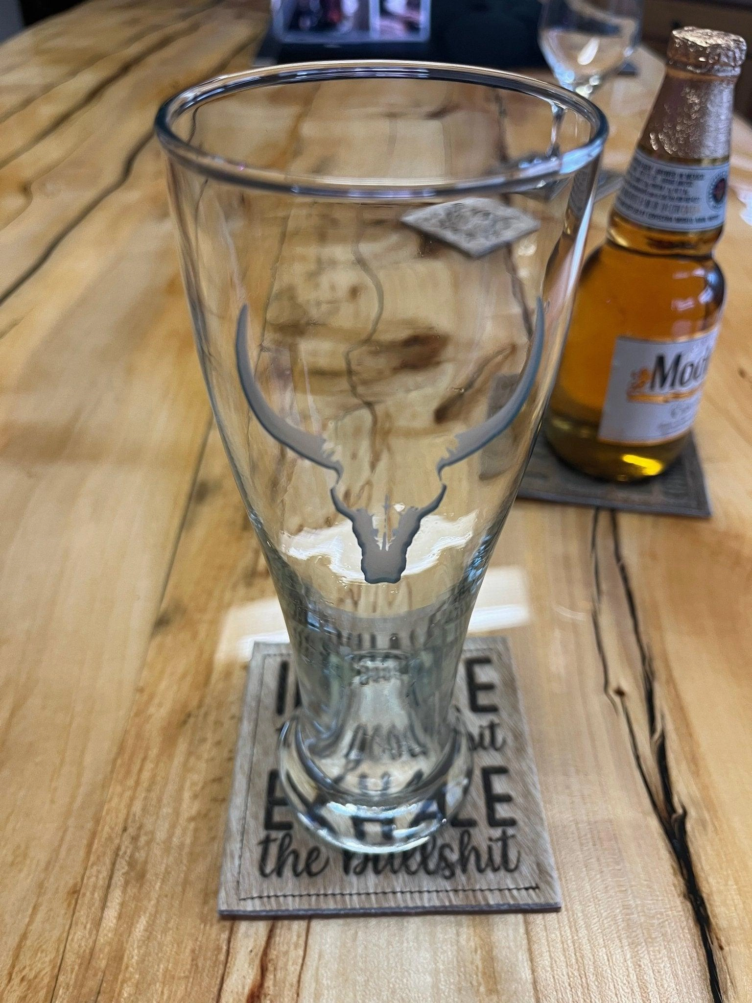 Deep Carved Longhorn Pilsner Glasses