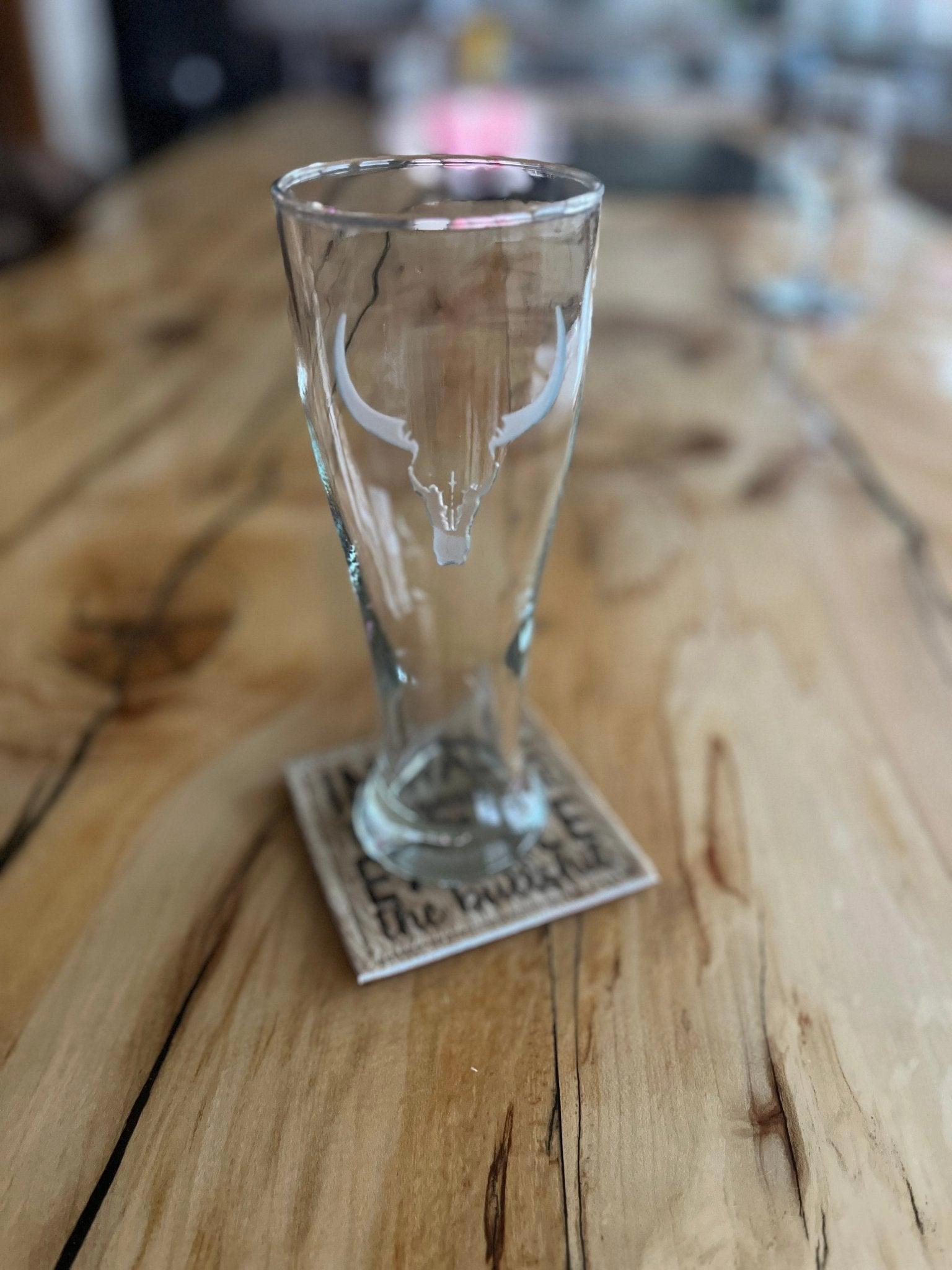Deep Carved Longhorn Pilsner Glasses