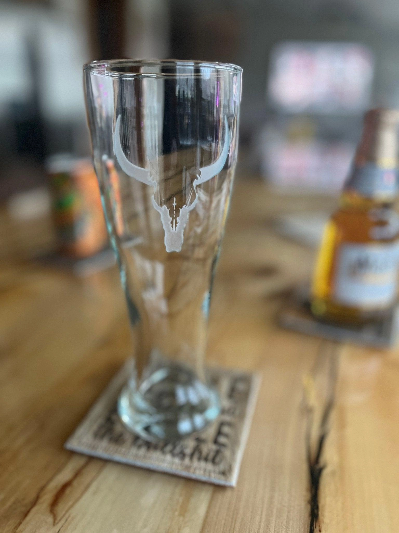 Deep Carved Longhorn Pilsner Glasses