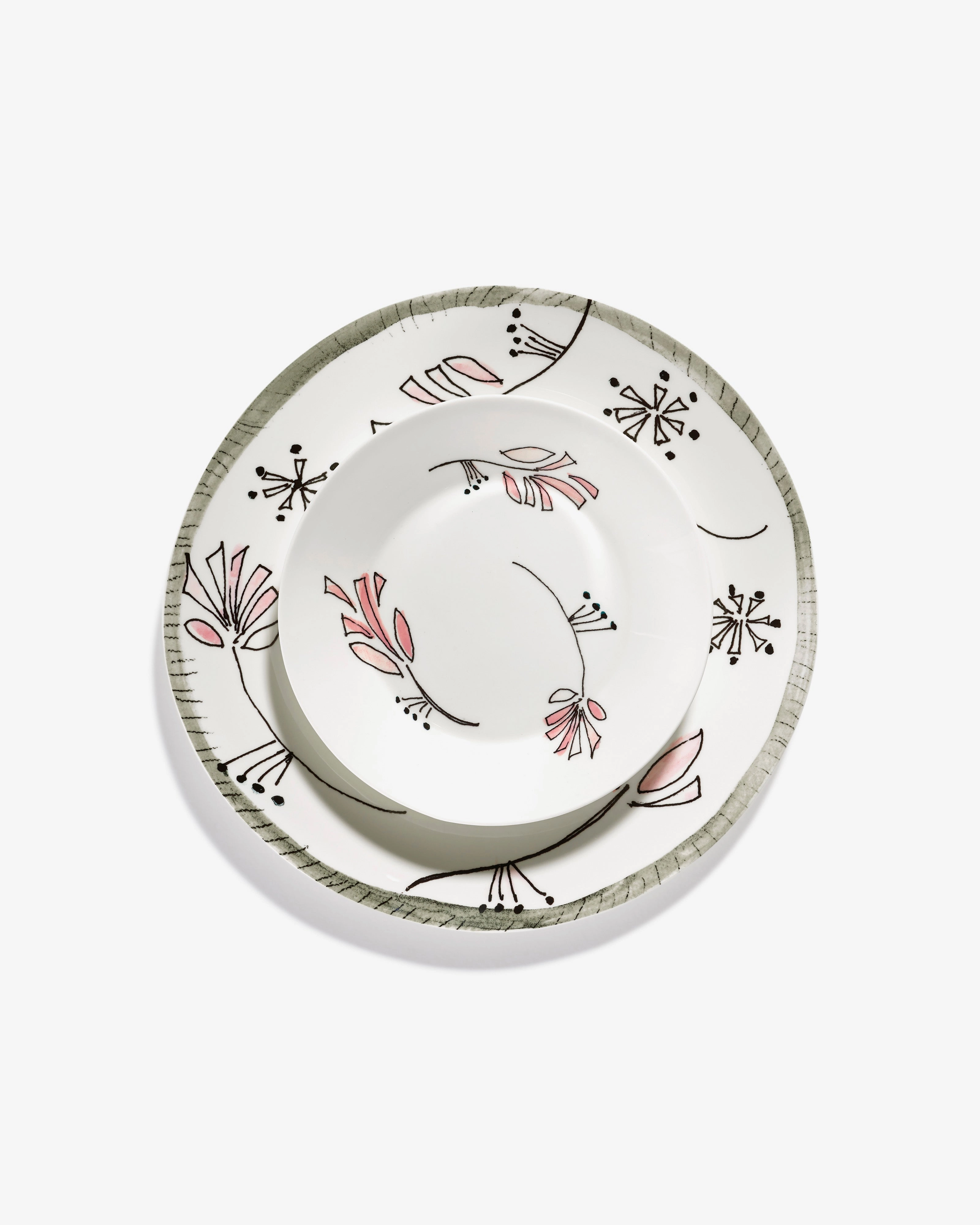 Deep plate S Fiore rosa Midnight Flowers