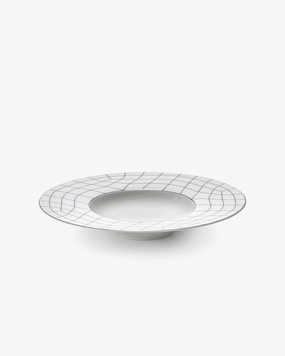 Deep plate wide edge white - blue Nido