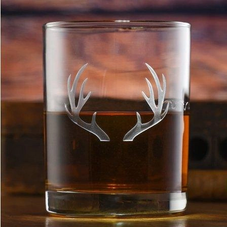 Deep Sand Carved Antler Rocks Glasses