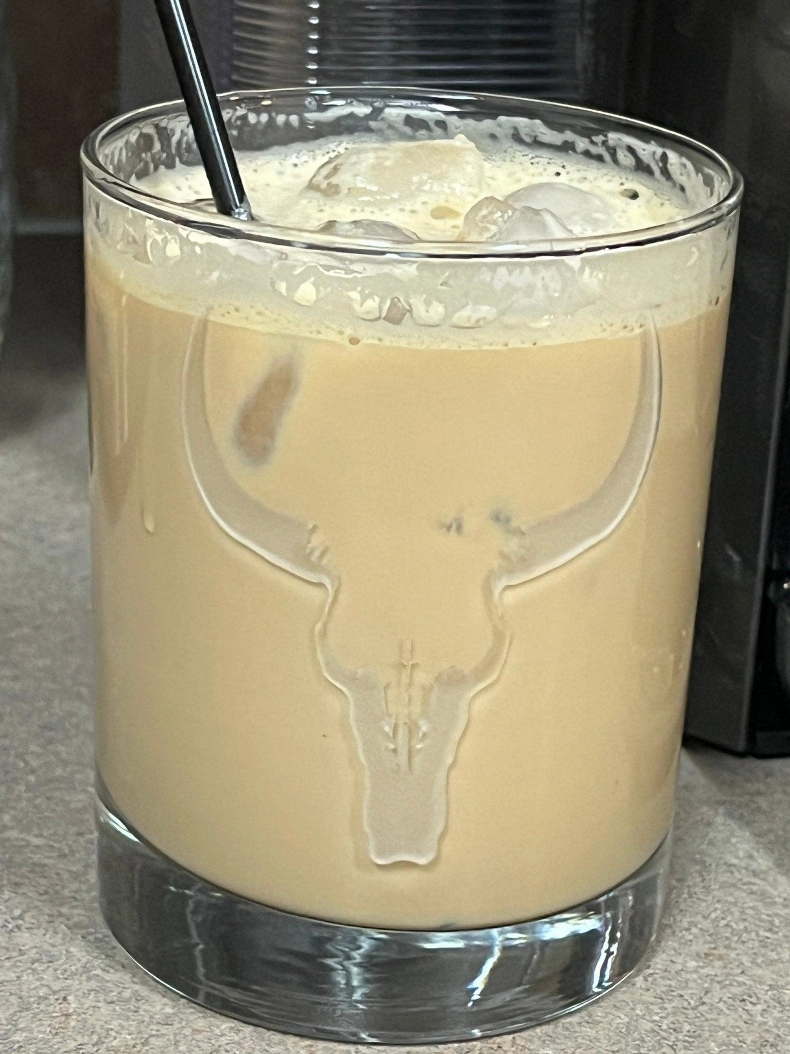 Deep Sand Carved Steer Skull Whiskey Glasses