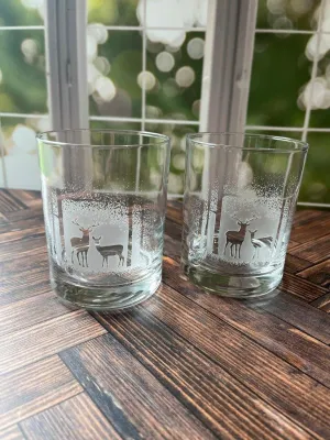 Deer in Trees Deep Sand Carved Rocks Glasses toilet seat cover, slow close seat