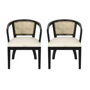 Delwood Traditional Upholstered Wood and Cane Dining Chairs, Set of 2 dining table set, 6-piece dining set