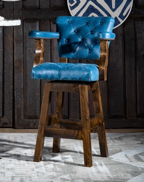 Denim Blue Leather Western Bar Chair glassware set, wine glass