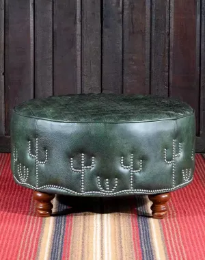 Desert Cactus Round Leather Ottoman vanity mirror, wall mirror