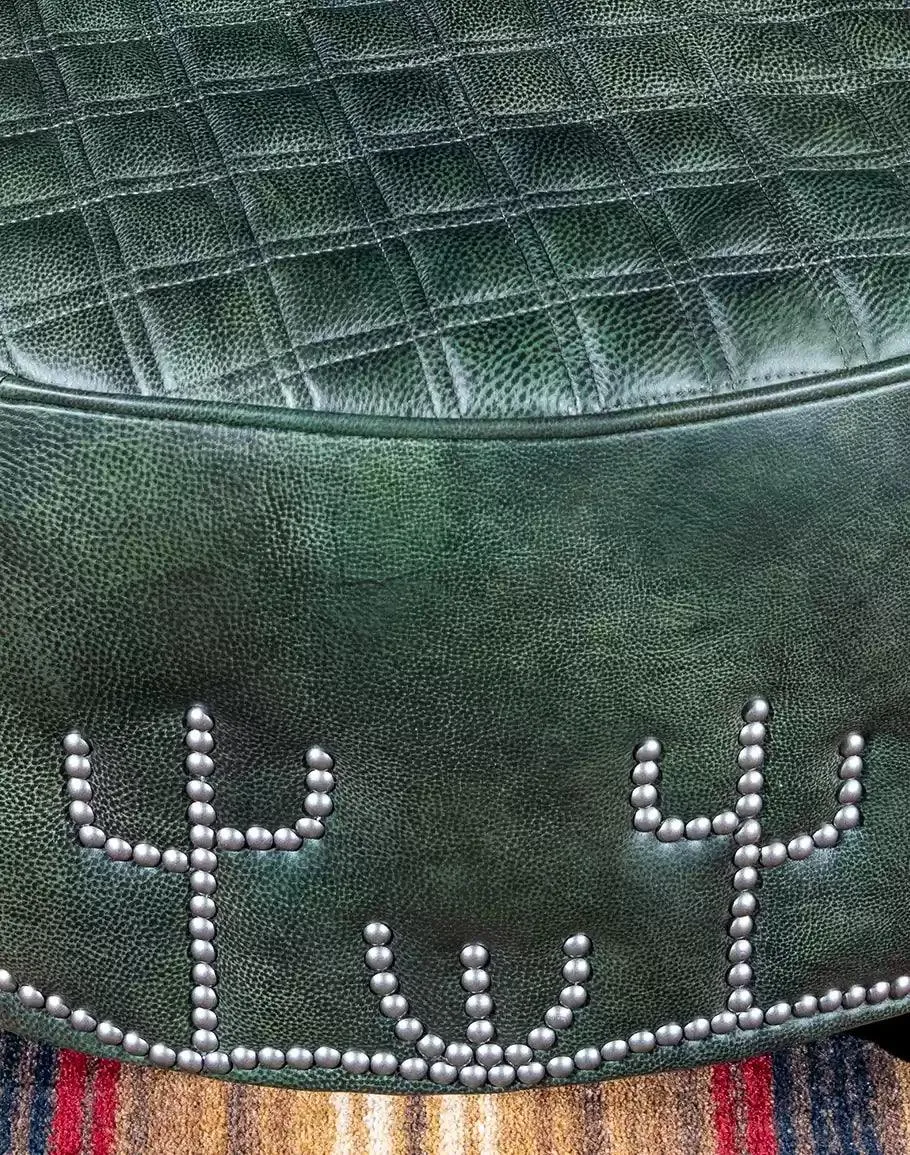 Desert Cactus Round Leather Ottoman