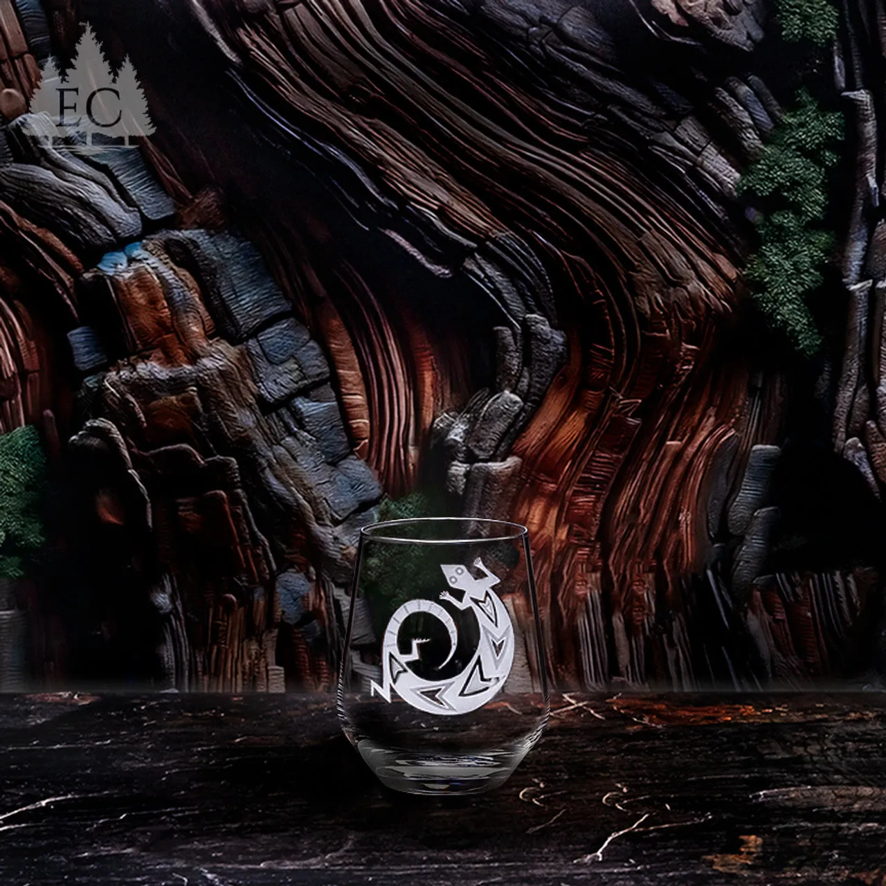Desert Guardians Etched Stemless Wine Glasses