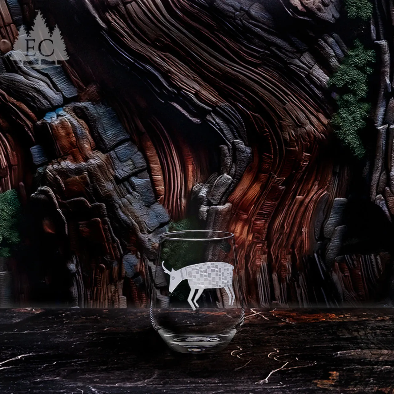 Desert Guardians Etched Stemless Wine Glasses