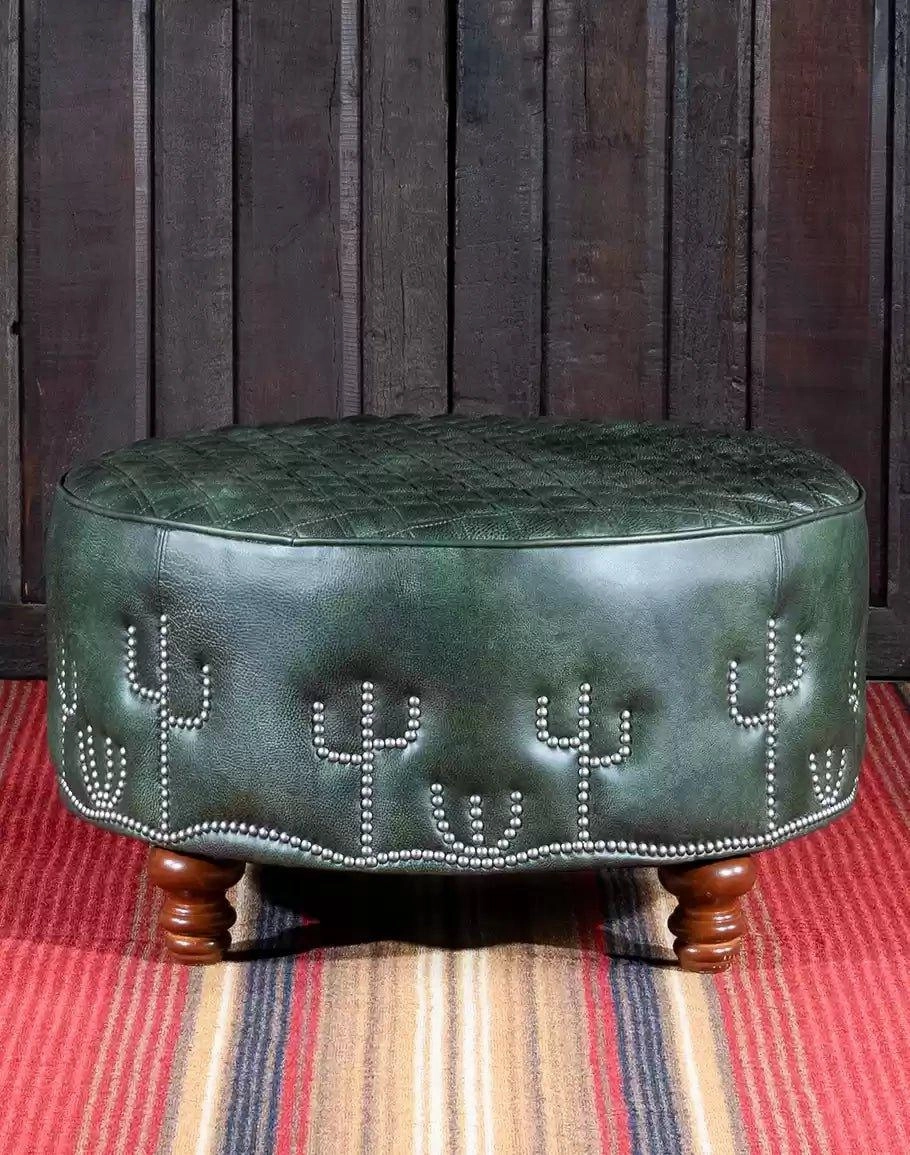 Desert Cactus Round Leather Ottoman table runner, placemat