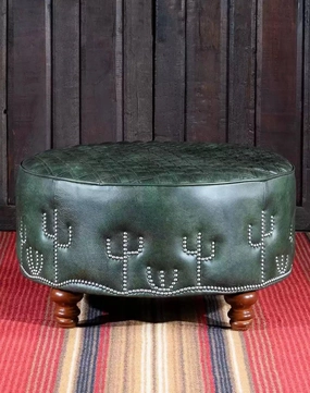 Desert Cactus Round Leather Ottoman table runner, placemat