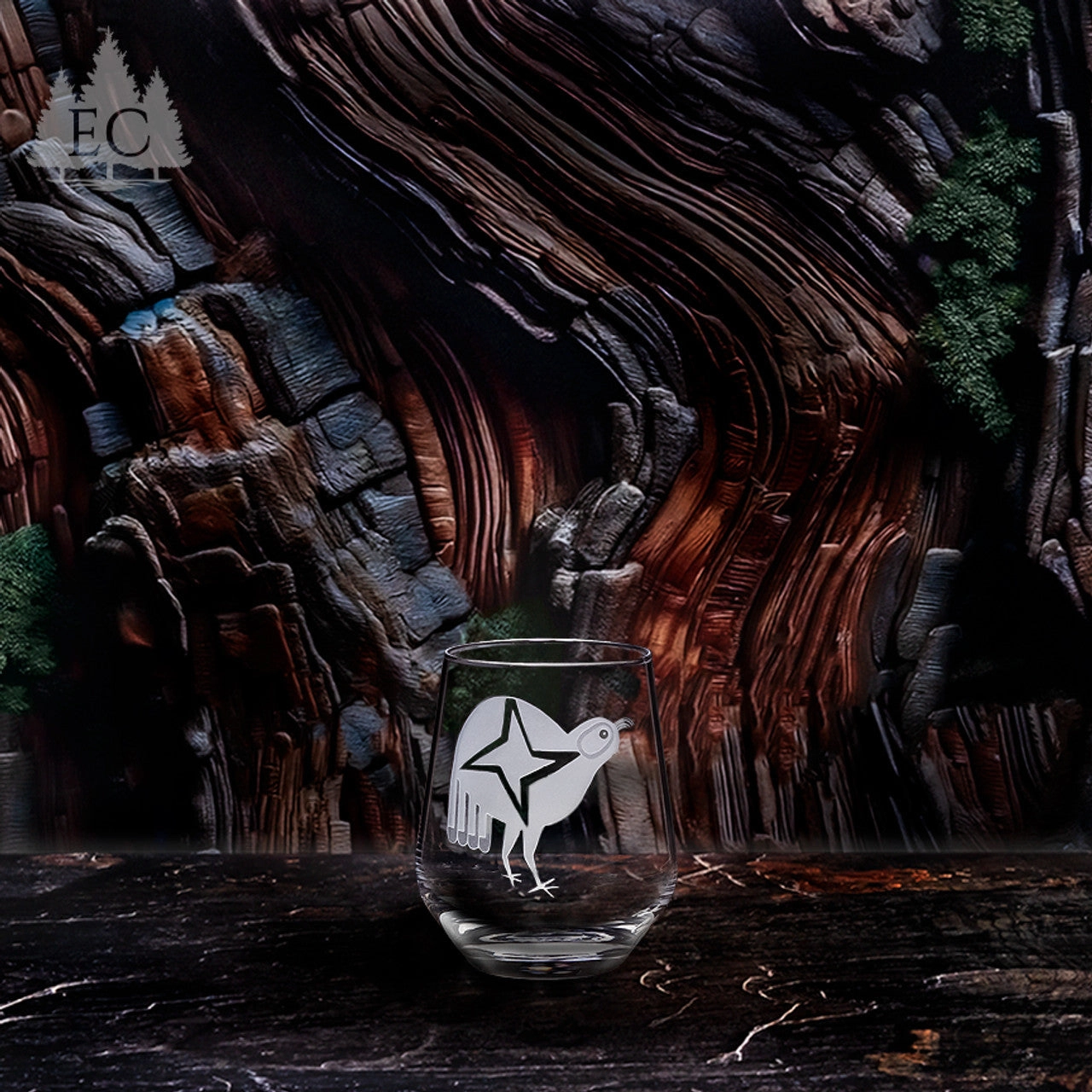 Desert Guardians Etched Stemless Wine Glasses