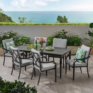 Diego Outdoor 6 Seater Aluminum Rectangular Dining Set - NH893803 patio chairs, outdoor seating