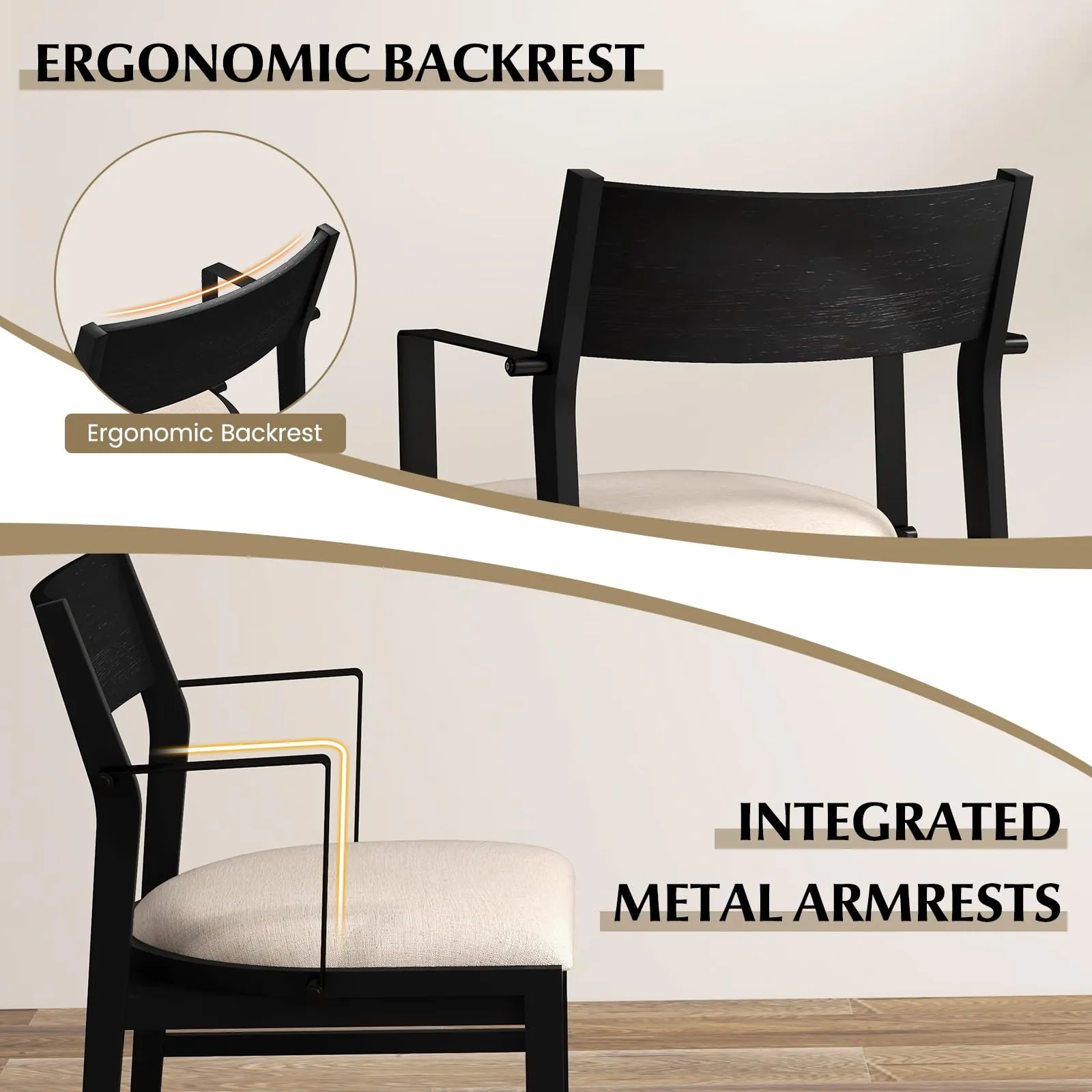 Dining Chairs Set of 2 or 4, Accent Armchairs with Padded Seat