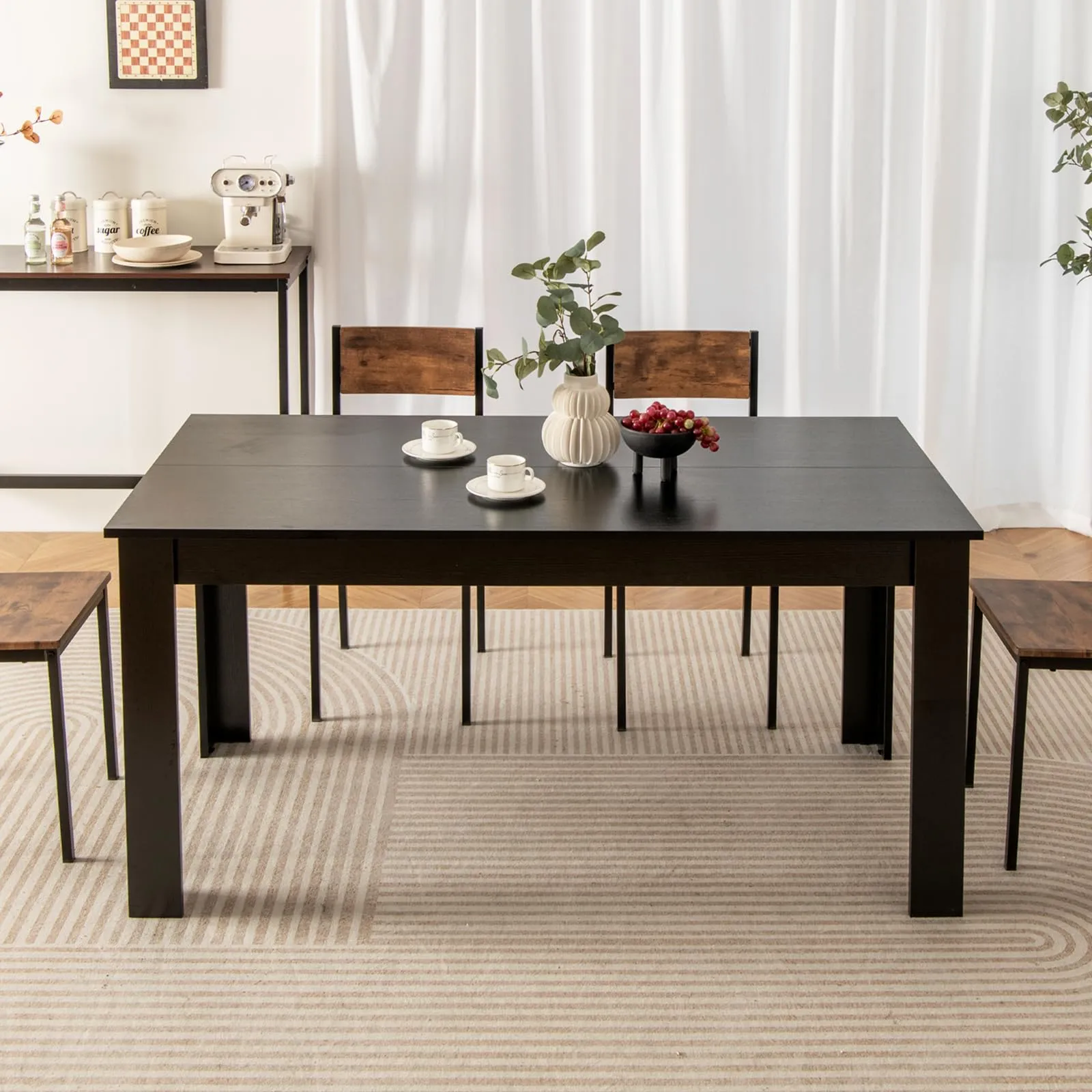 Dining Table, Wood Rectangular Table Dining Table 63" x 31.5" x 30"