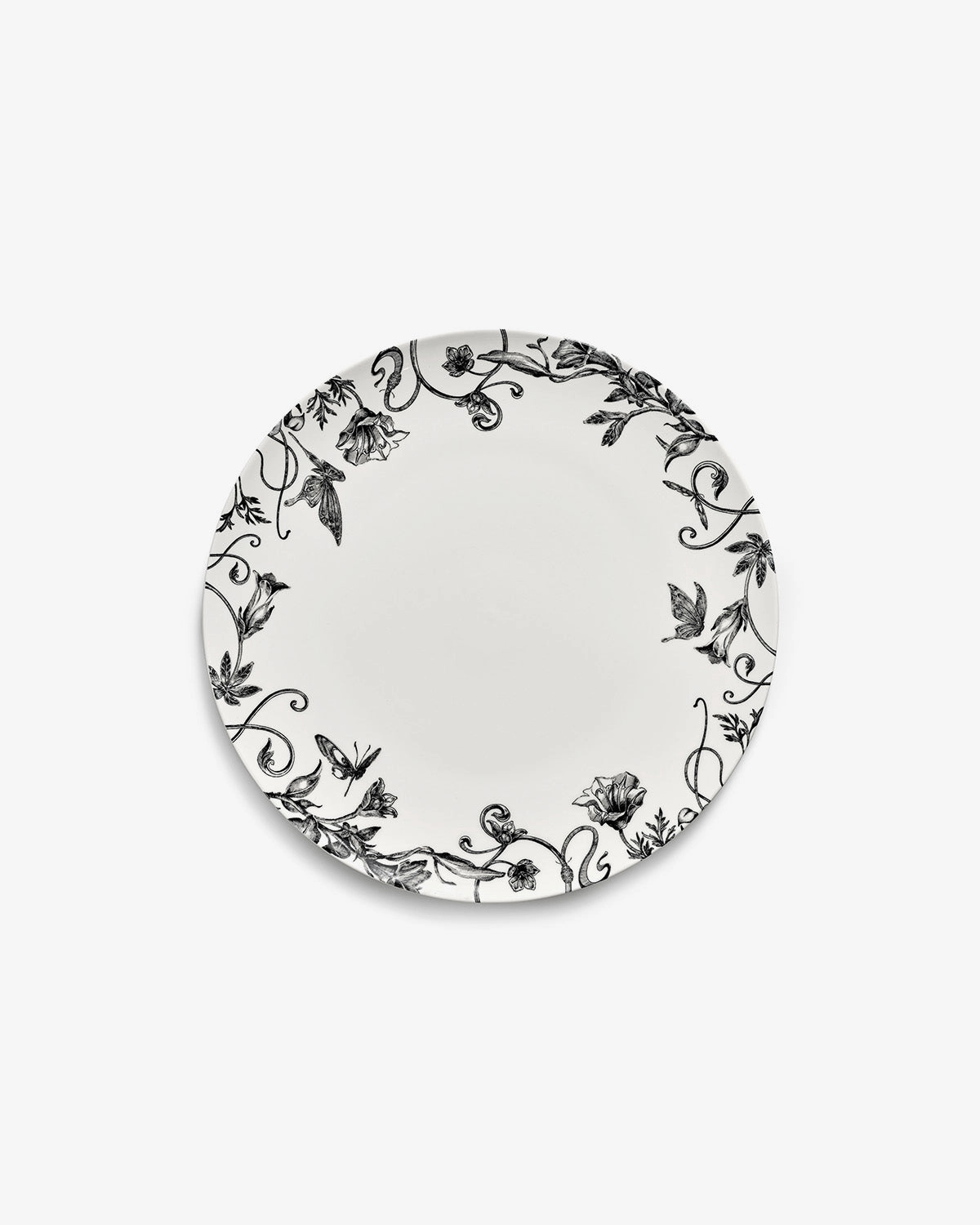 Dinner plate floral fantasy white - black Unity