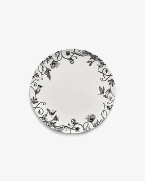 Dinner plate floral fantasy white - black Unity