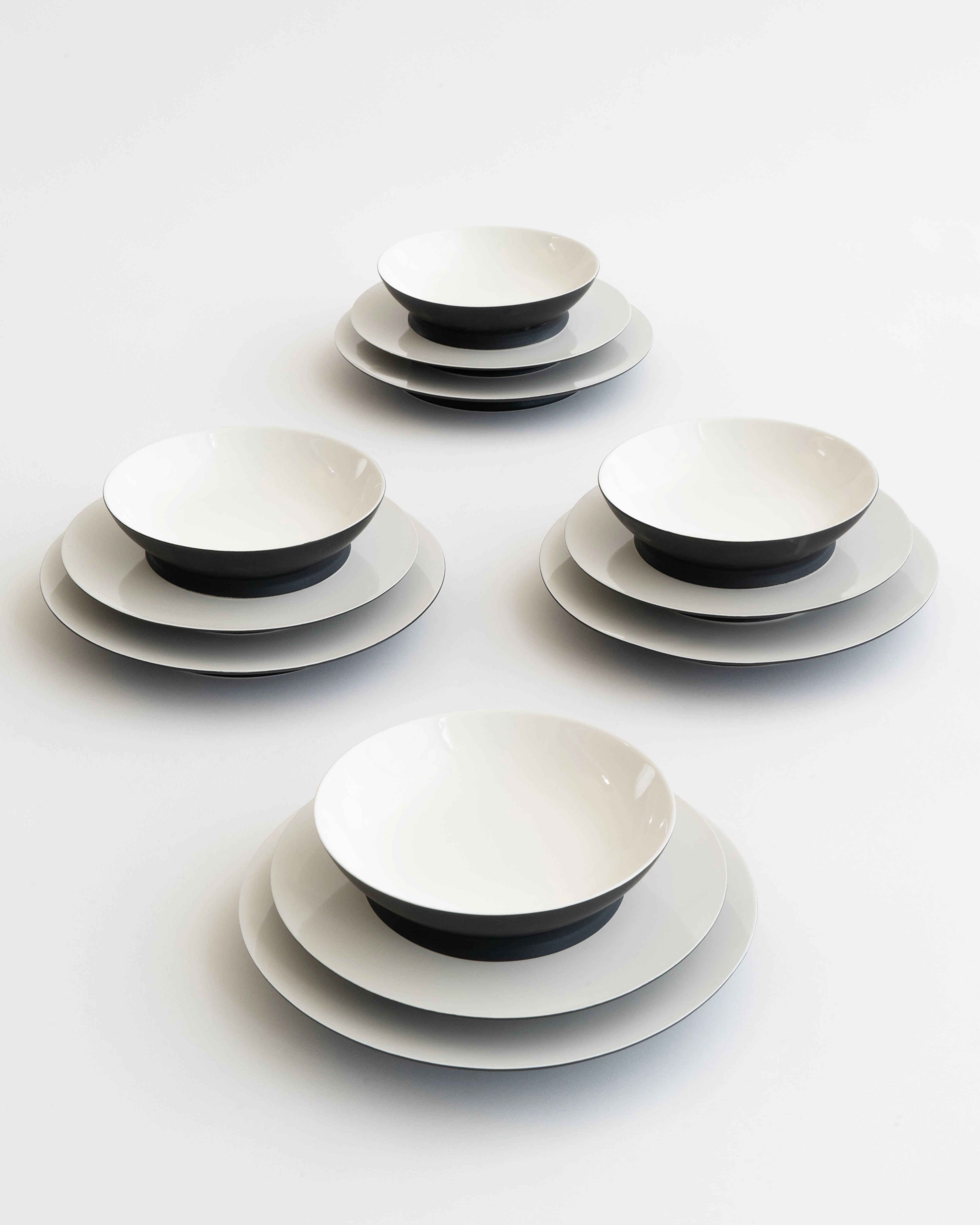 Dinner Set 12 pieces Black/off white Ra