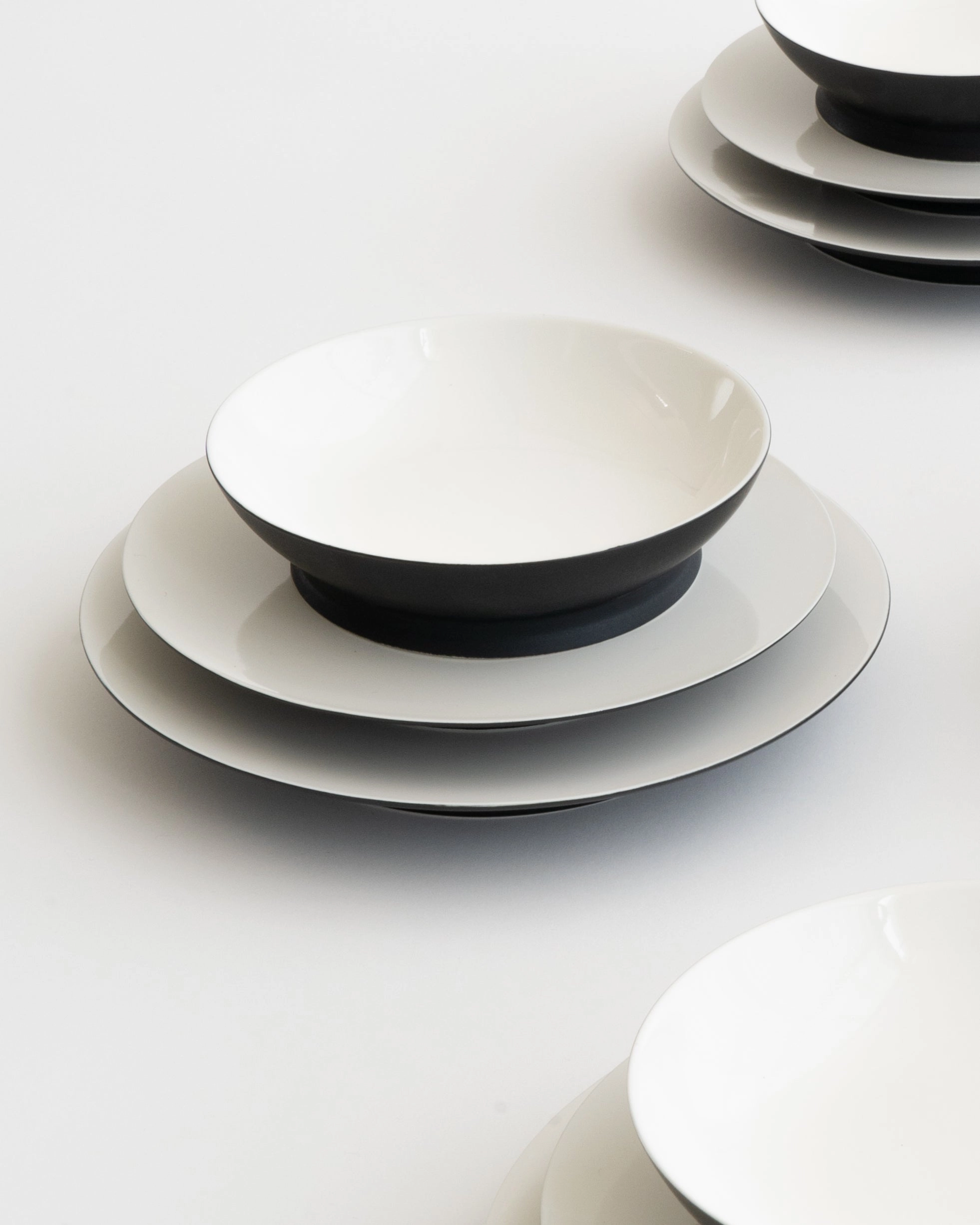 Dinner Set 12 pieces Black/off white Ra
