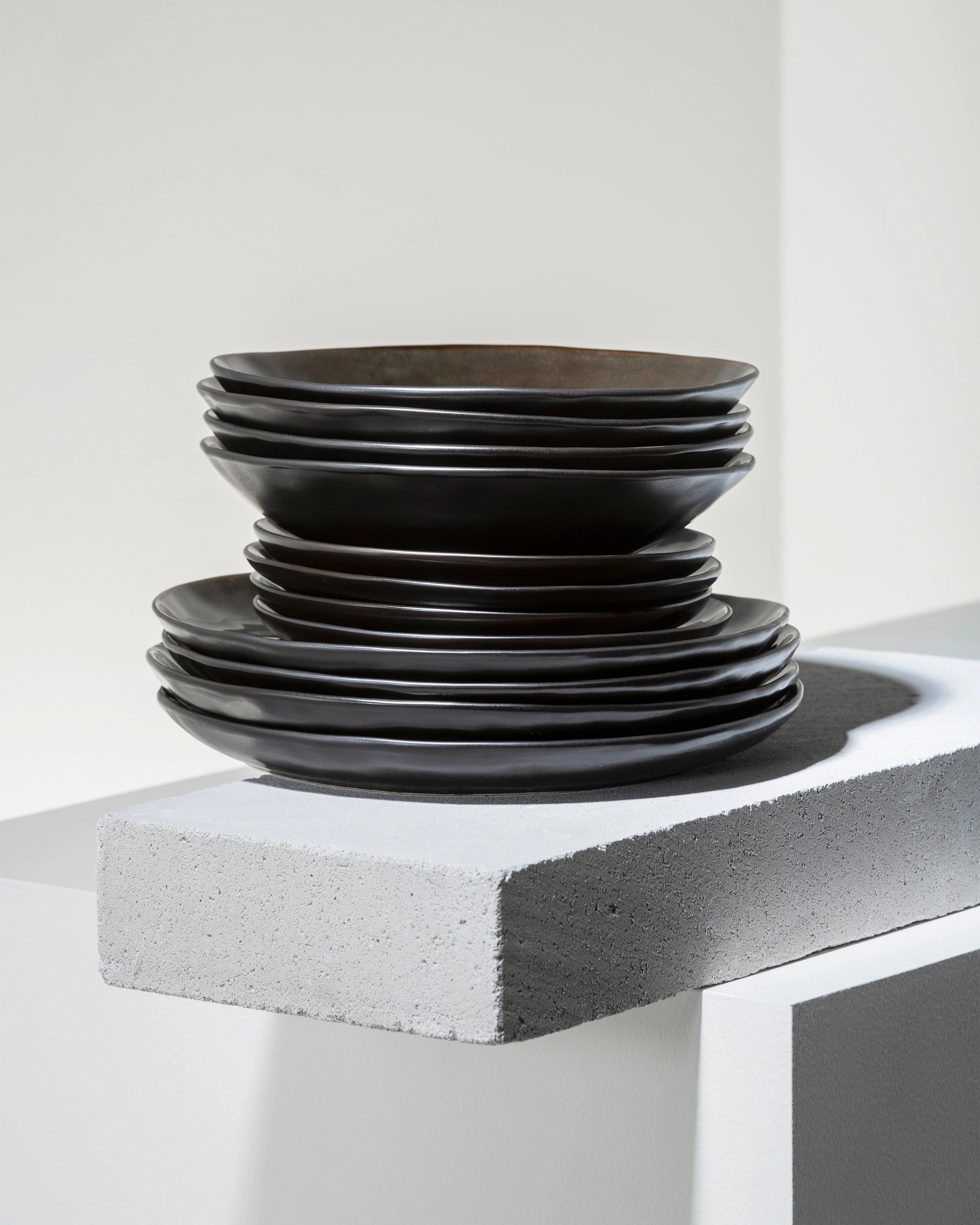 Dinner Set 12 pieces dark gray Pure