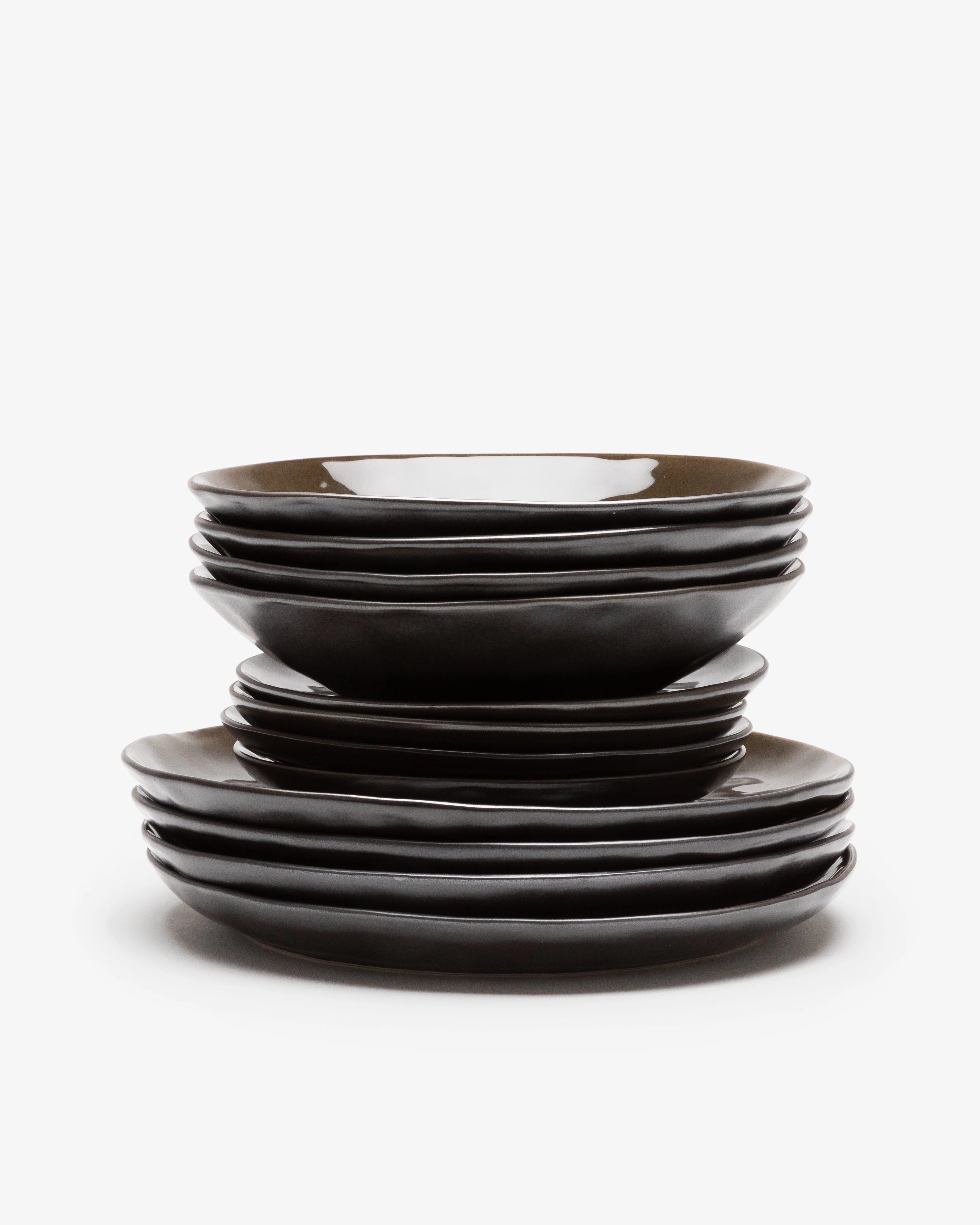 Dinner Set 12 pieces dark gray Pure