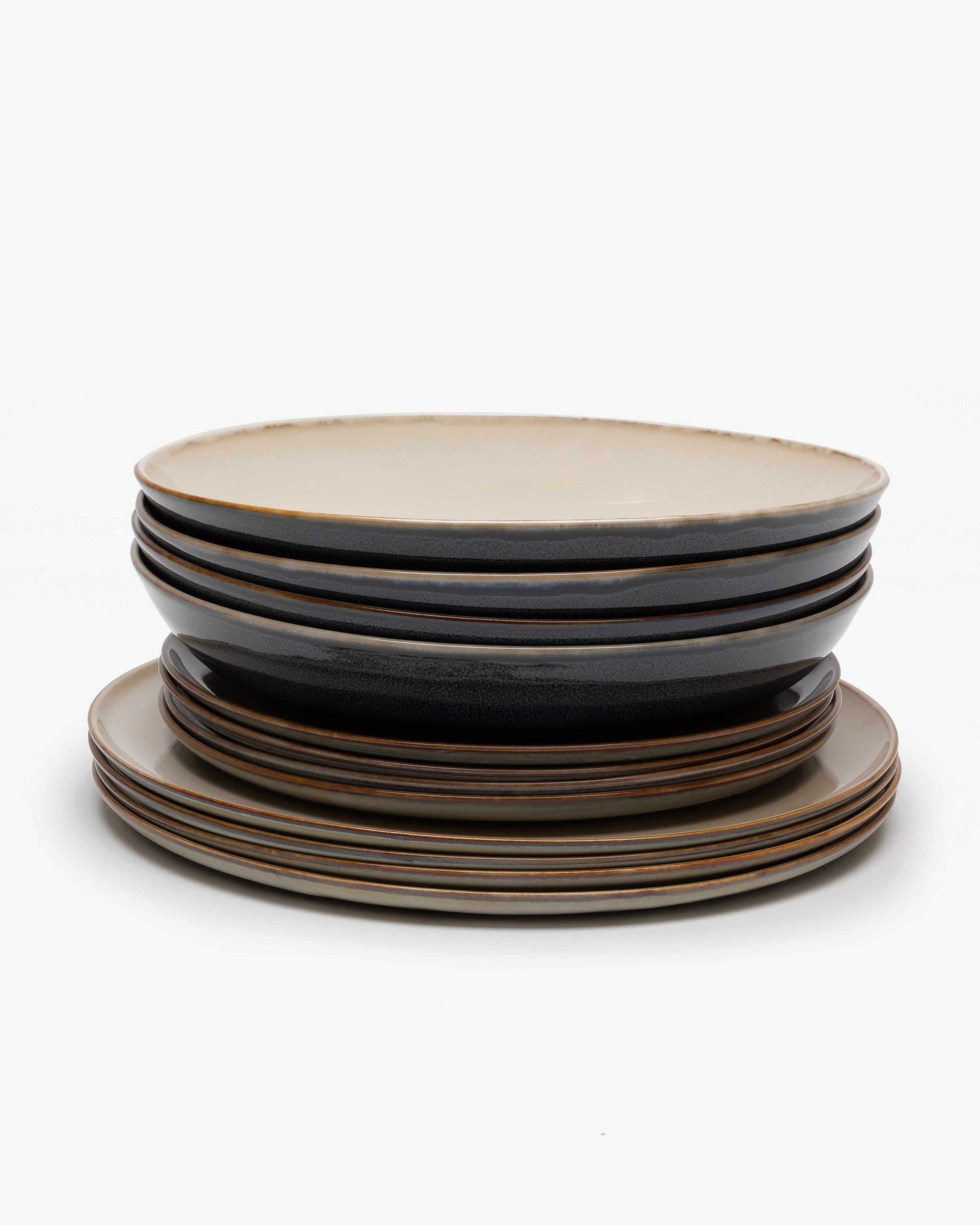 Dinner Set 12 pieces misty gray Terres de rves