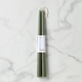 Dipped 12" Taper Candle Pair - Moss