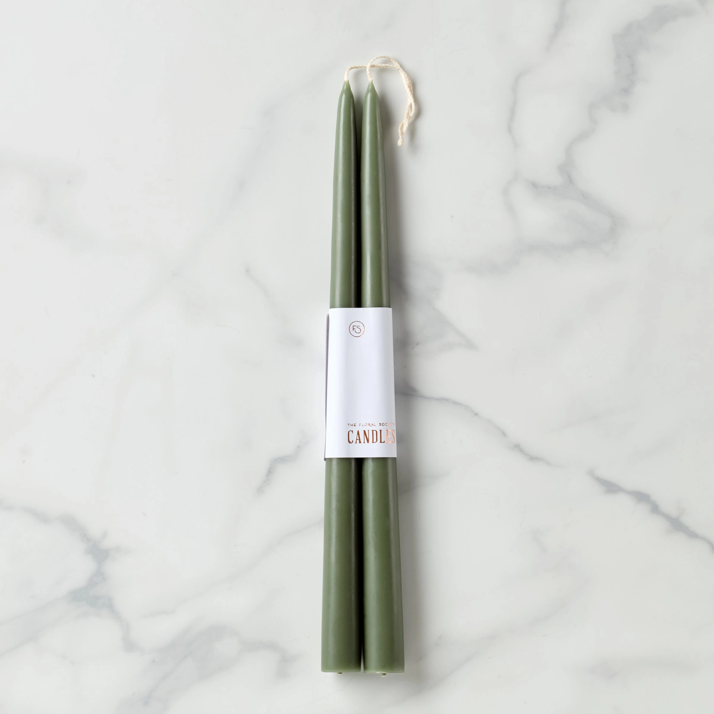 Dipped 12" Taper Candle Pair - Moss