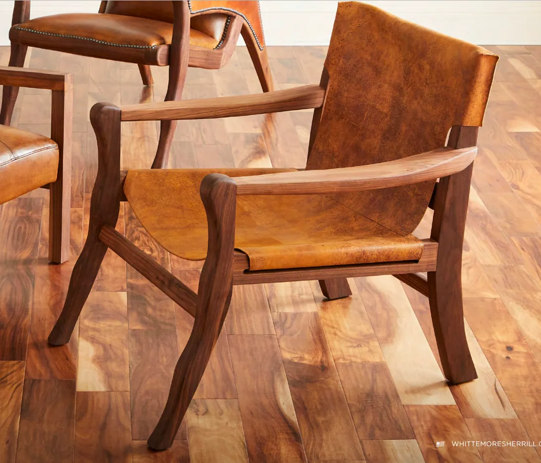 Distressed Leather Sling Chair