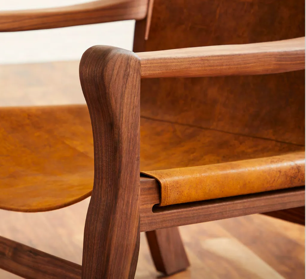 Distressed Leather Sling Chair