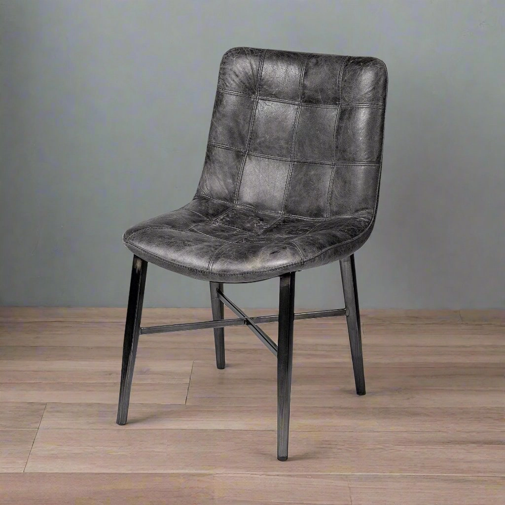 Distressed Black Leather Dining Chair glassware set, wine glass