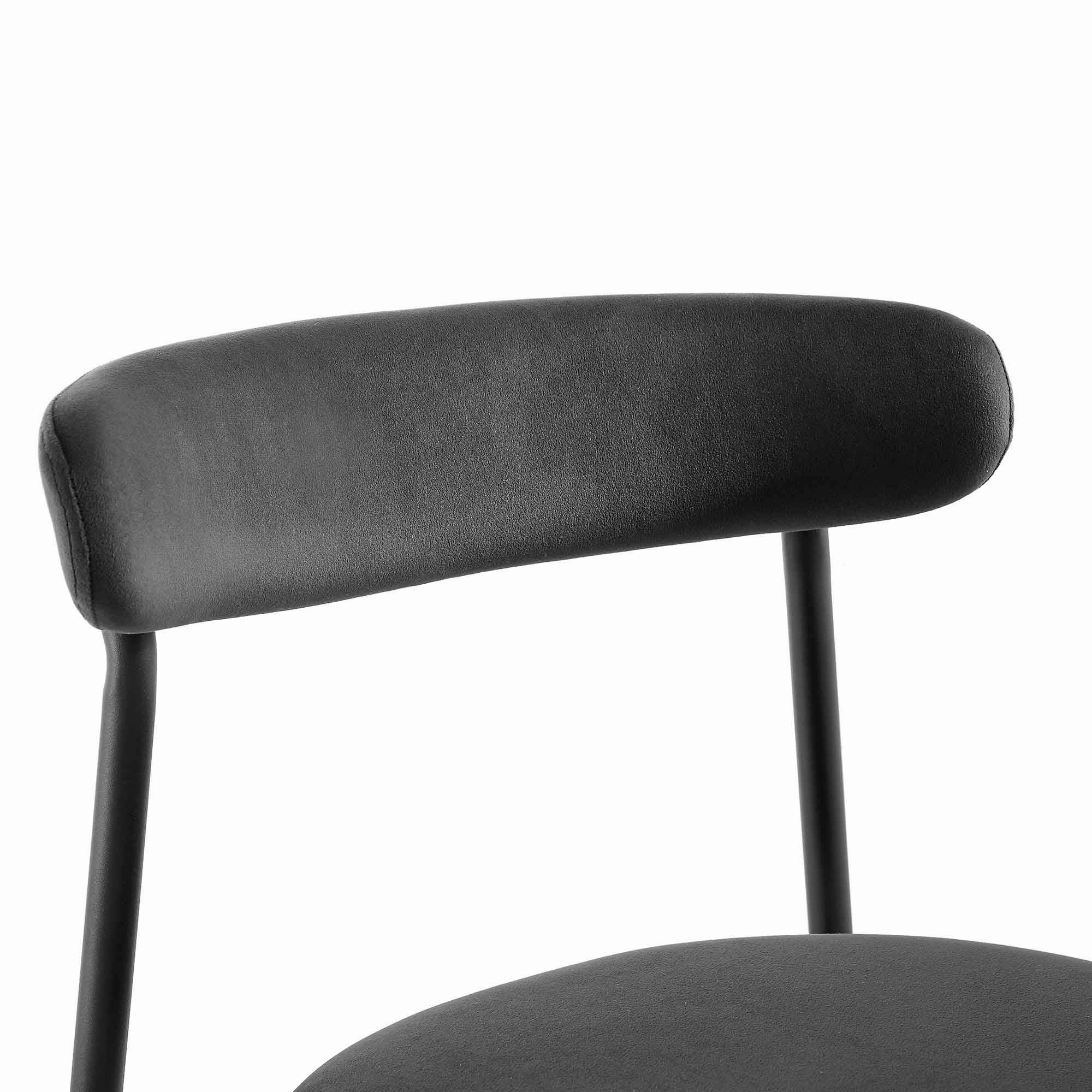 Donna Set of 2 Charcoal Velvet Dining Chairs