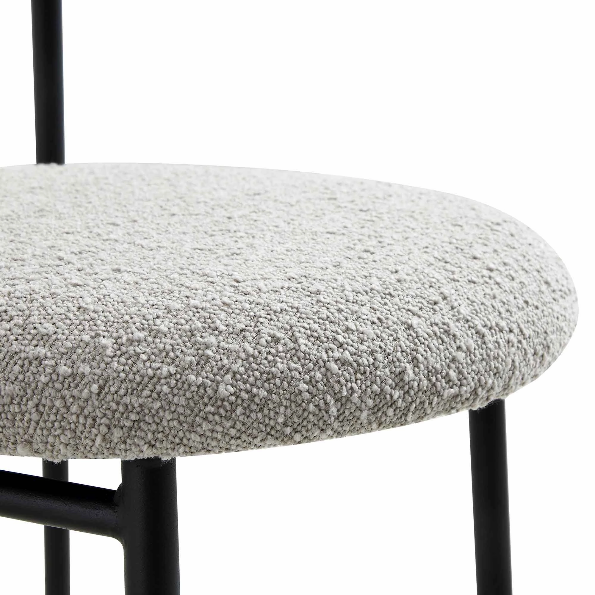 Donna Set of 2 Light Grey Boucle Dining Chairs