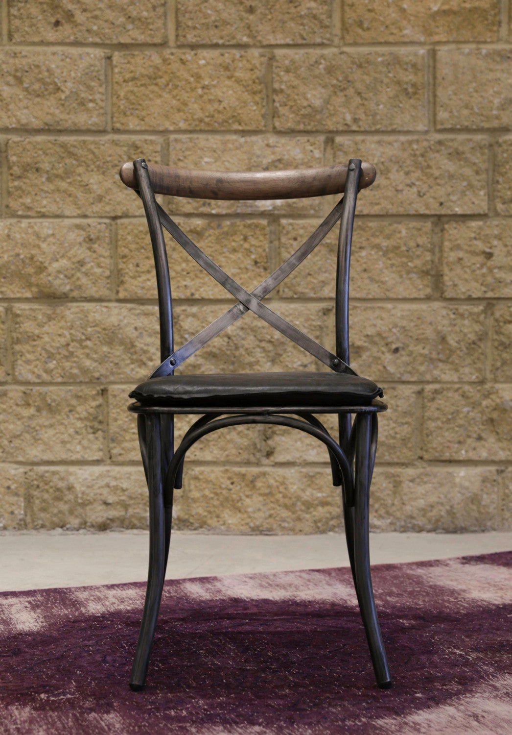 Dovren Leather Cushion Seat - Antique Black